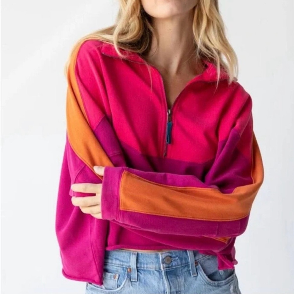 Natural Life Jess Color Block Zip Sweatshirt - Picture 4 of 5